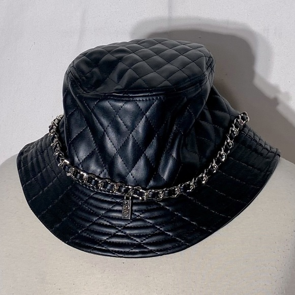 Madden NYC Accessories - Madden NYC Black Quilted Faux Leather Bucket Hat